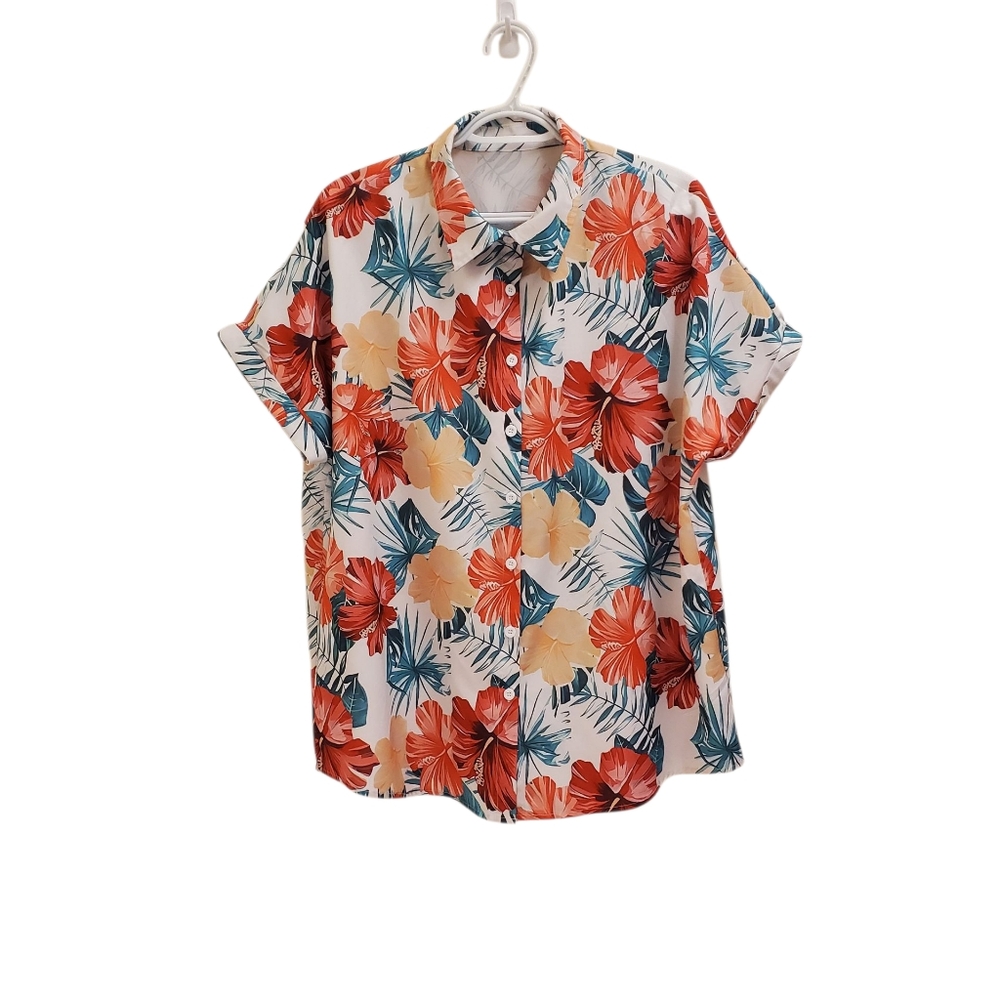 Lomon Tropical Floral Button Down Shirt